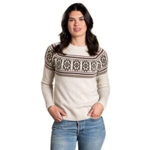 Toad&Co Cazadero Crew Sweater Oatmeal XL Wool Blend Fair Isle T1241020-284